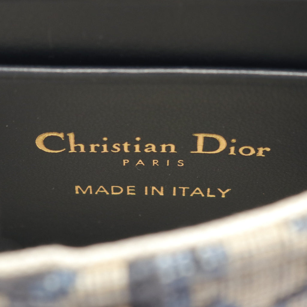 Dior Trotter Phone holder Chain shoulder bag Canvas Leather Navy Gray