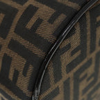 FENDI Zucca Canvas Vanity Hand Bag Brown Black Silver92279
