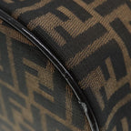 FENDI Zucca Canvas Vanity Hand Bag Brown Black Silver92279