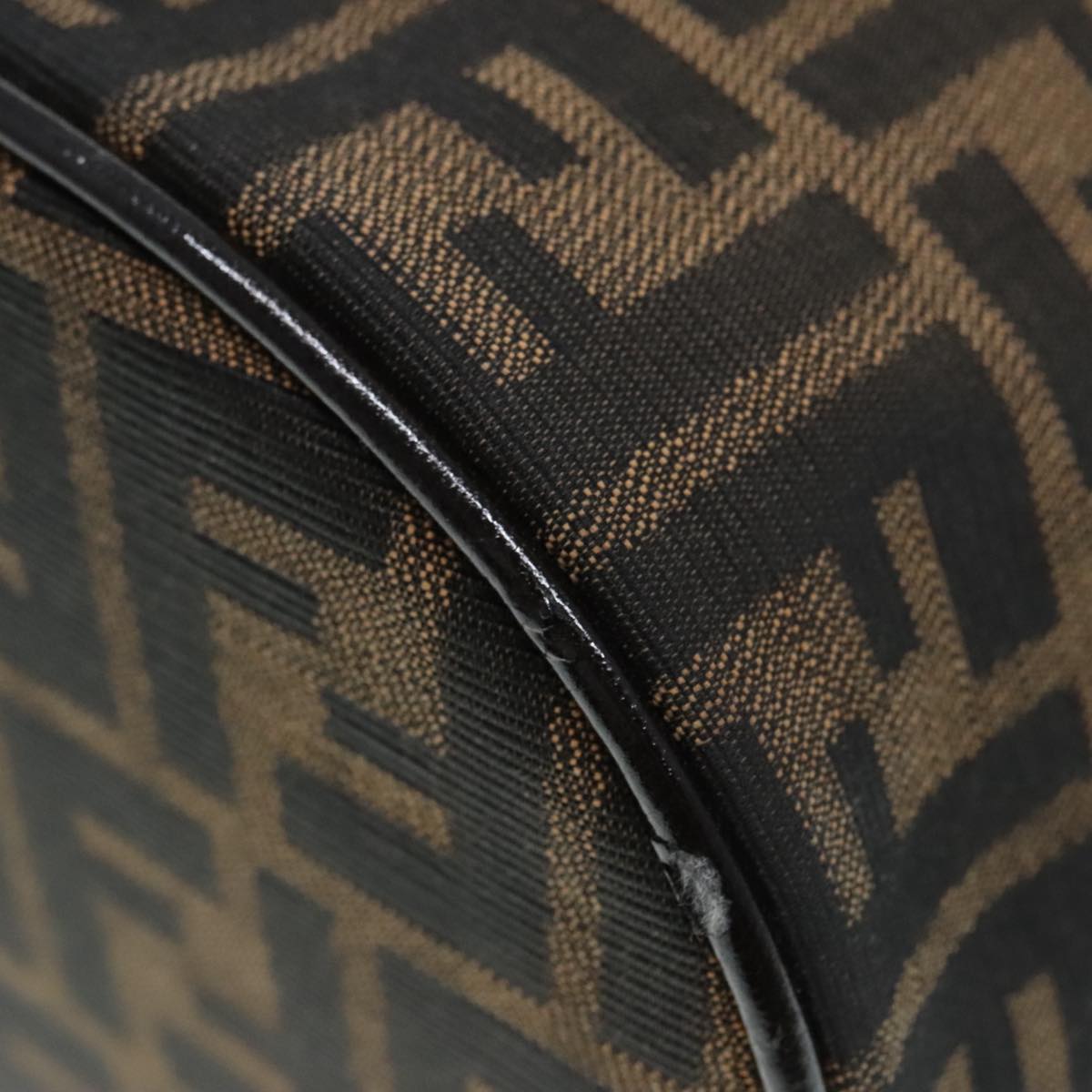 FENDI Zucca Canvas Vanity Hand Bag Brown Black Silver92279