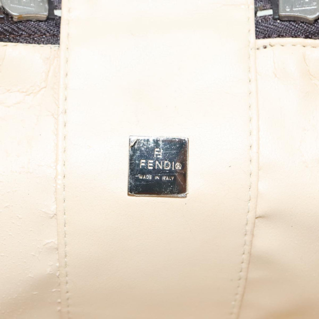 FENDI Zucca Canvas Vanity Hand Bag Brown Black Silver92279