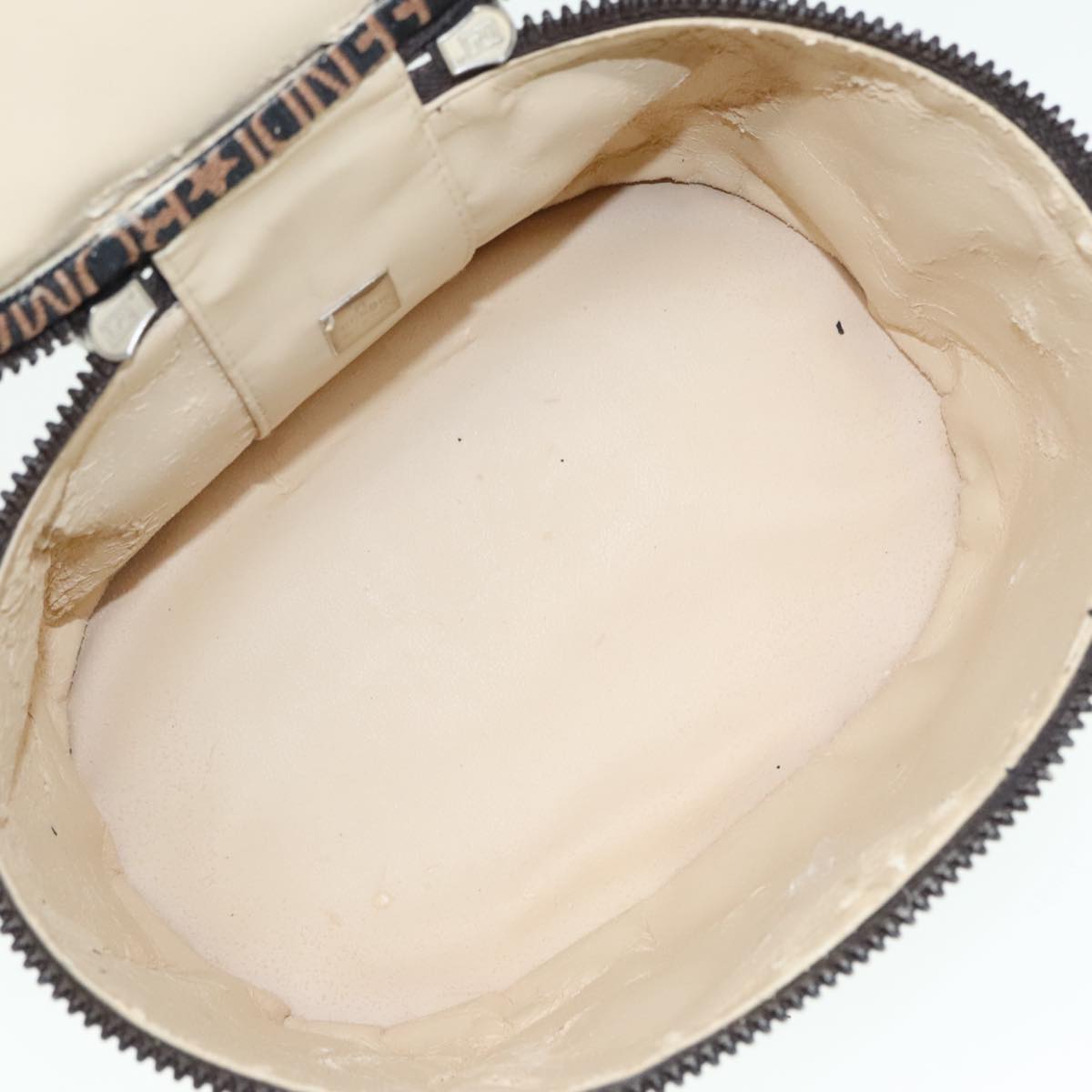 FENDI Zucca Canvas Vanity Hand Bag Brown Black Silver92279