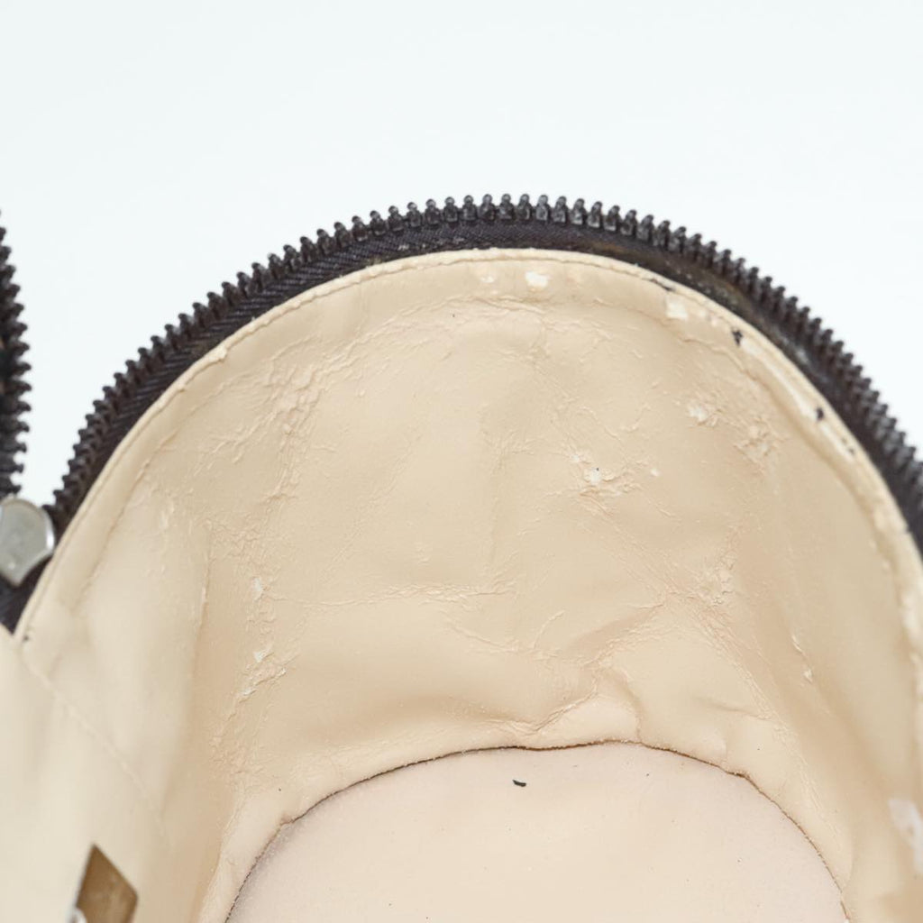 FENDI Zucca Canvas Vanity Hand Bag Brown Black Silver92279