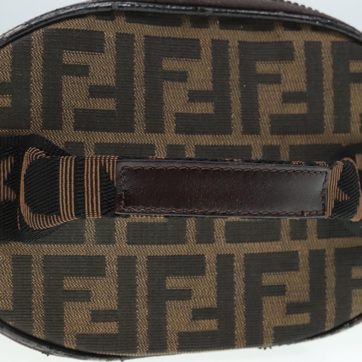 FENDI Zucca Canvas Vanity Hand Bag Brown Black Silver92279