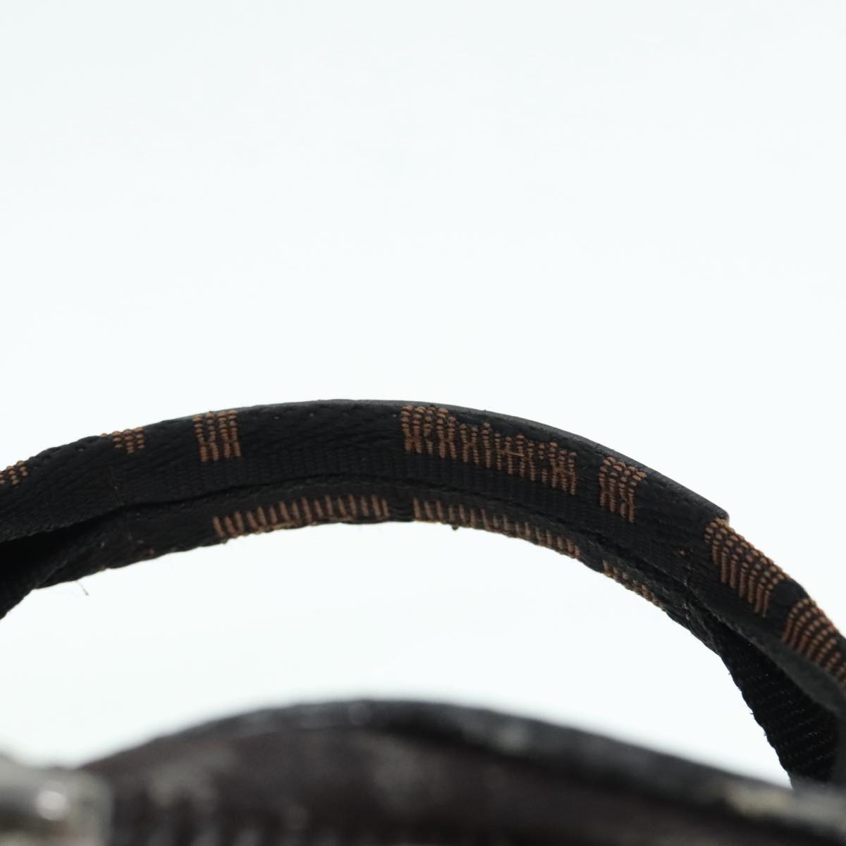 FENDI Zucca Canvas Vanity Hand Bag Brown Black Silver92279