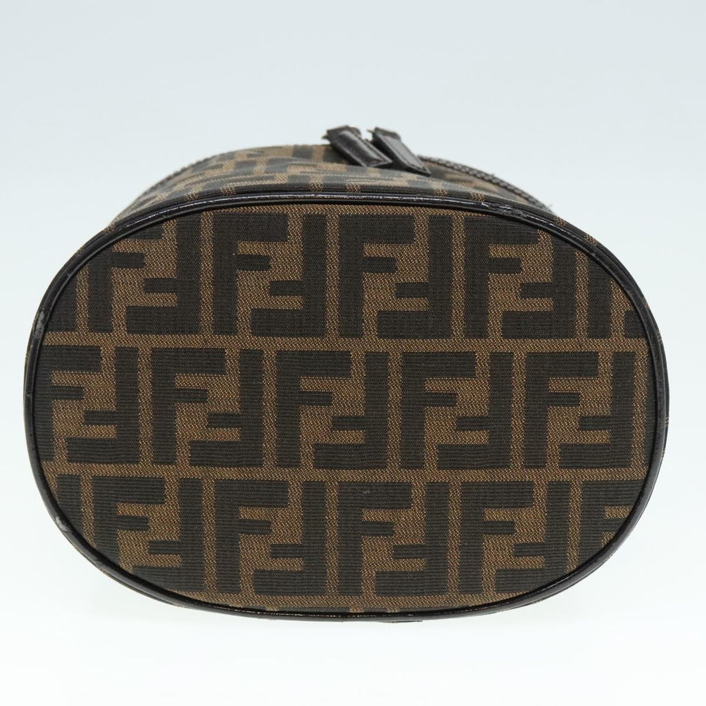 FENDI Zucca Canvas Vanity Hand Bag Brown Black Silver92279