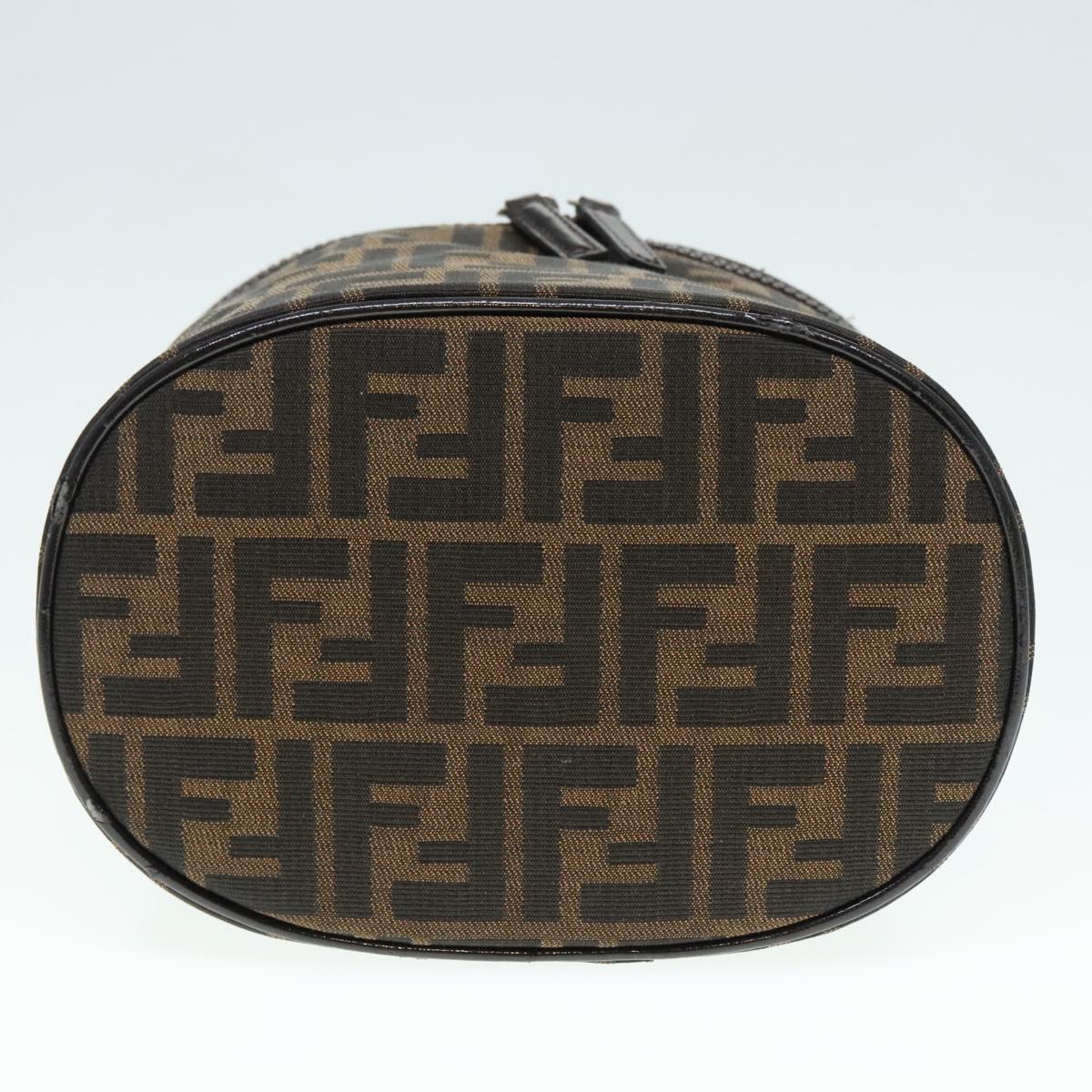 FENDI Zucca Canvas Vanity Hand Bag Brown Black Silver92279