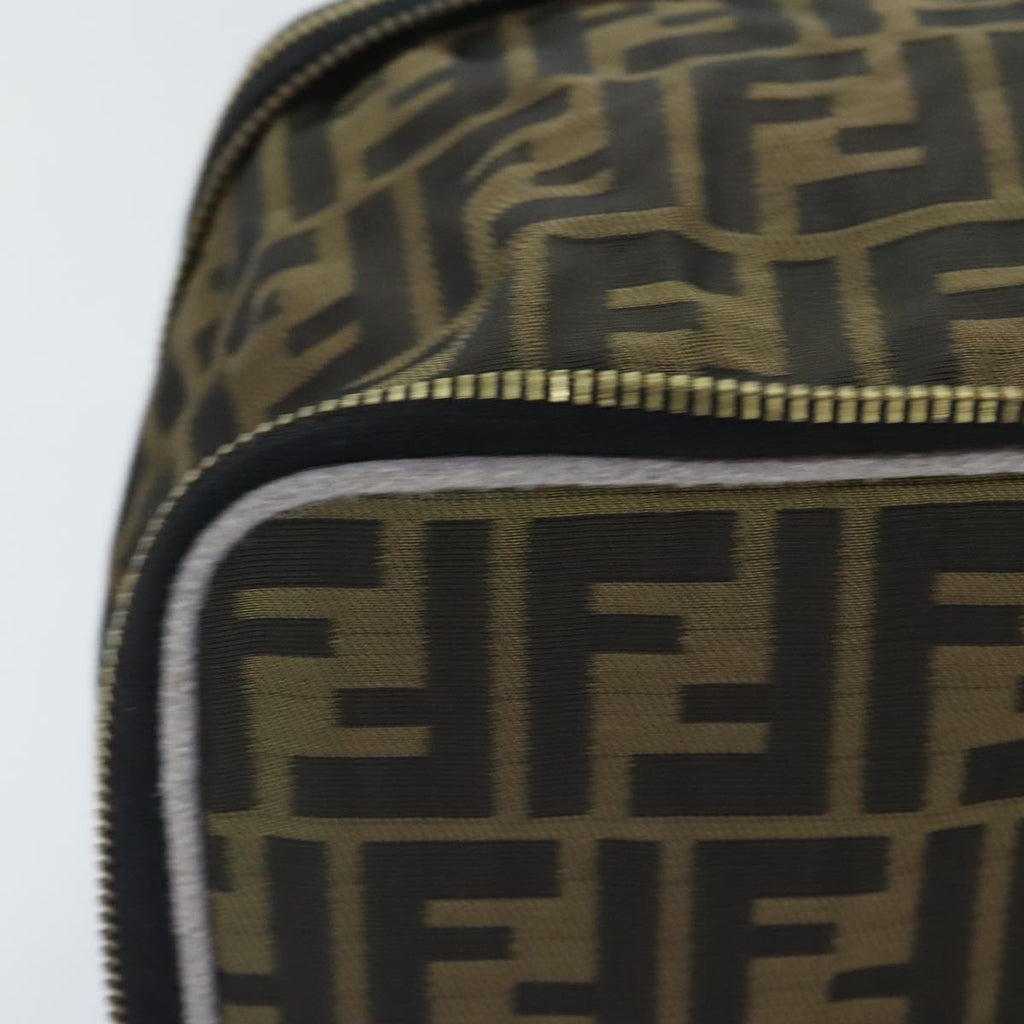 FENDI Zucca Canvas Vanity Pouch Brown Black gold92315