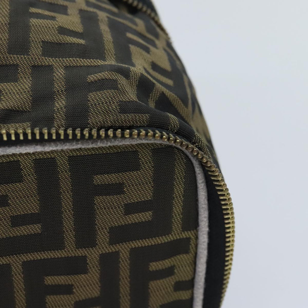 FENDI Zucca Canvas Vanity Pouch Brown Black gold92315