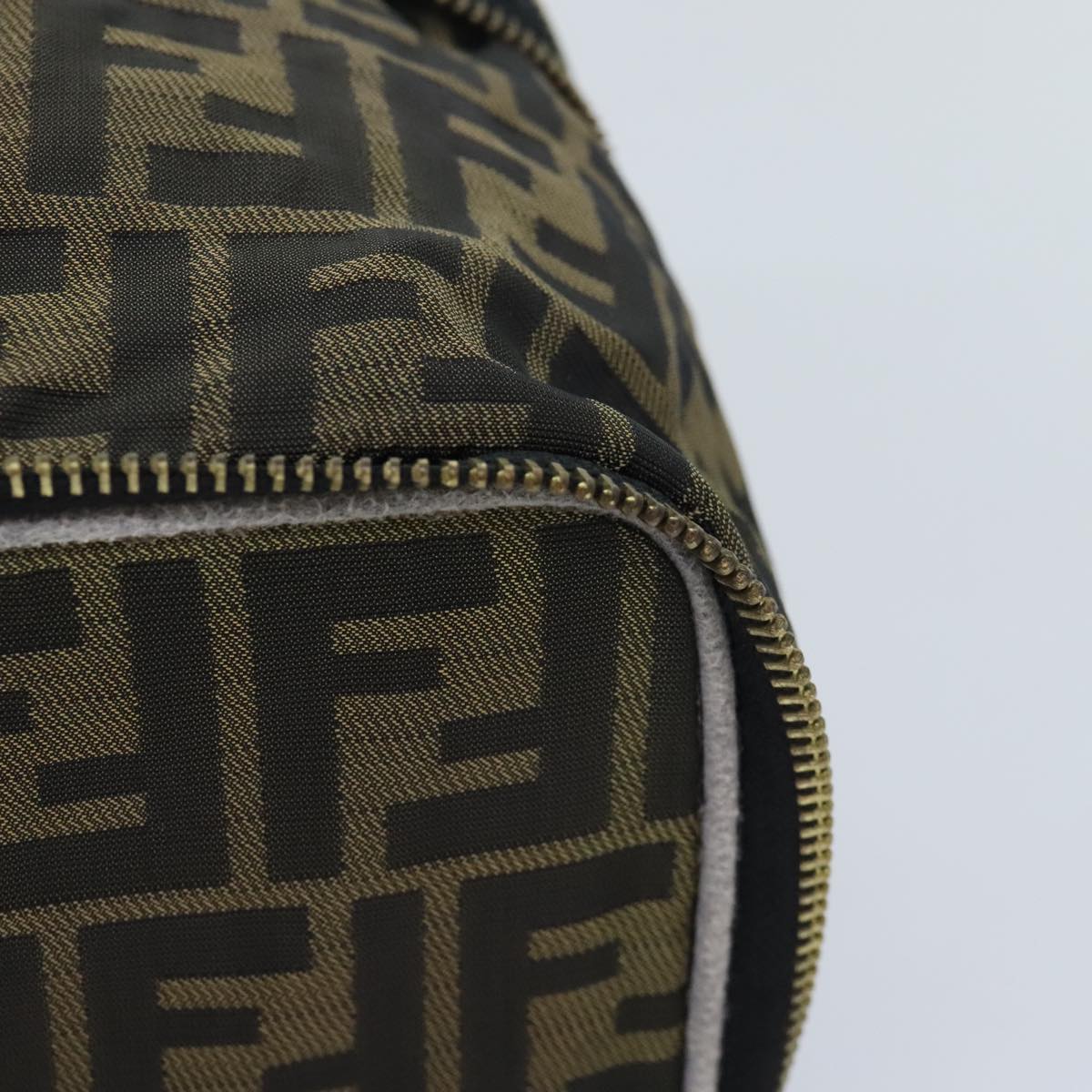 FENDI Zucca Canvas Vanity Pouch Brown Black gold92315