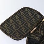 FENDI Zucca Canvas Vanity Pouch Brown Black gold92315