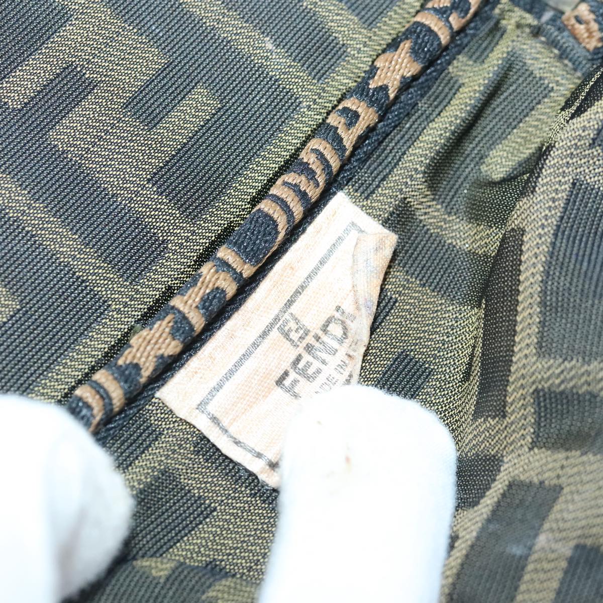 FENDI Zucca Canvas Vanity Pouch Brown Black gold92315