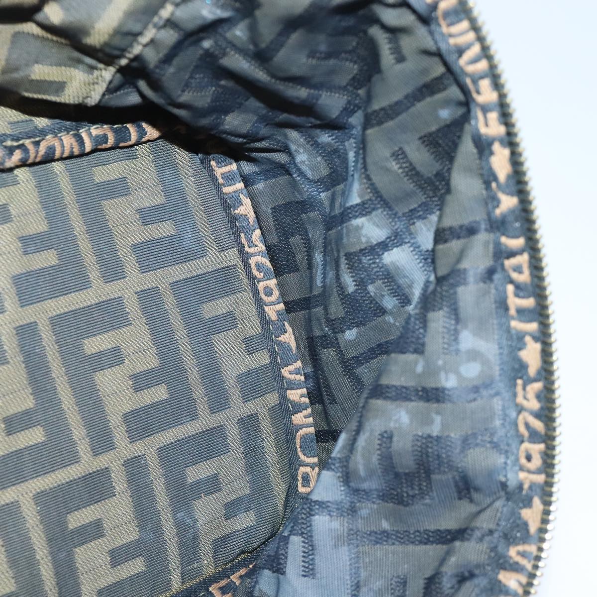 FENDI Zucca Canvas Vanity Pouch Brown Black gold92315