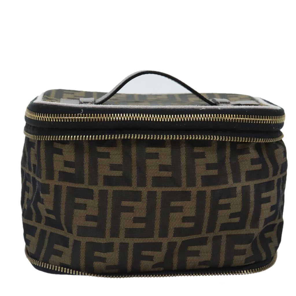 FENDI Zucca Canvas Vanity Pouch Brown Black gold92315