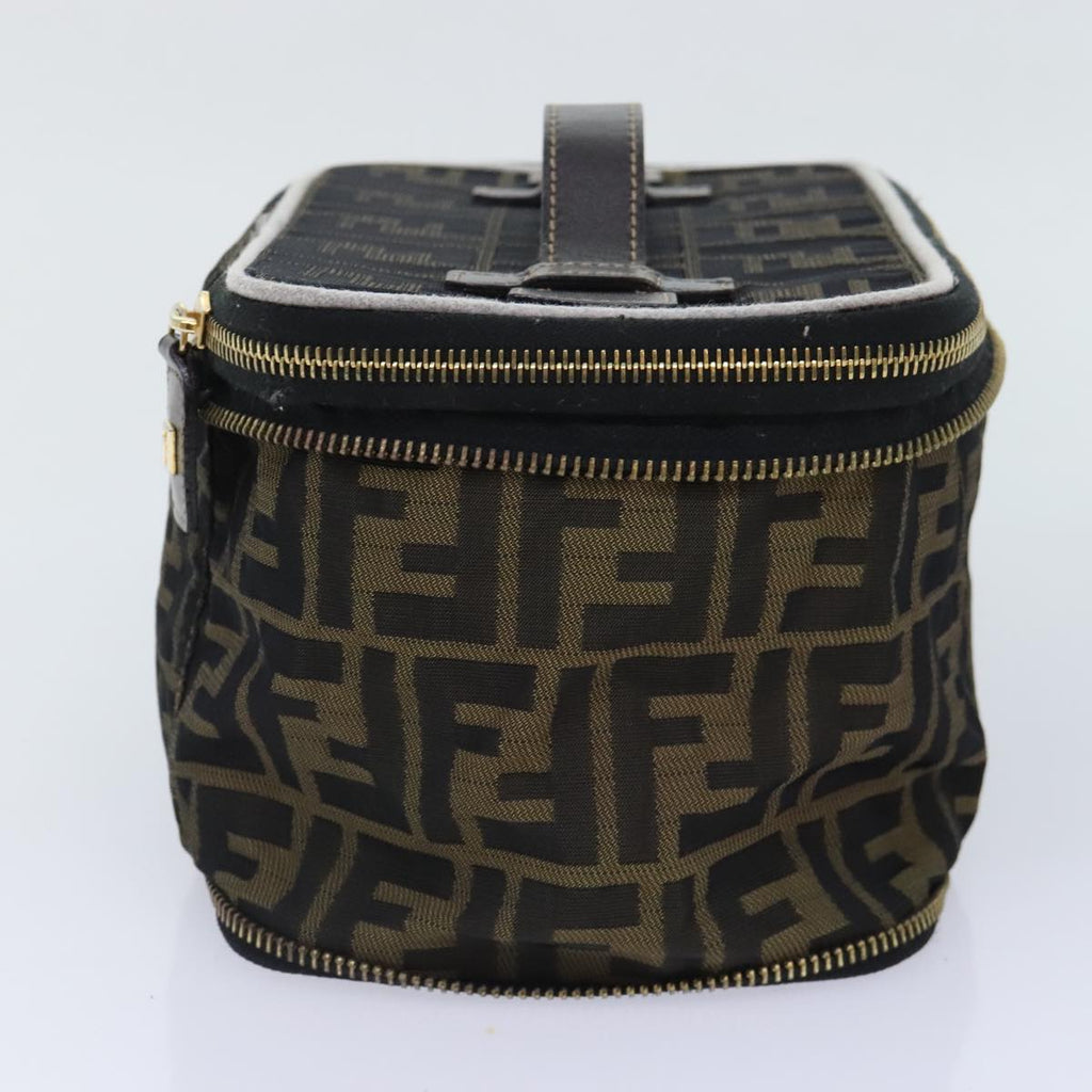 FENDI Zucca Canvas Vanity Pouch Brown Black gold92315