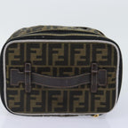FENDI Zucca Canvas Vanity Pouch Brown Black gold92315