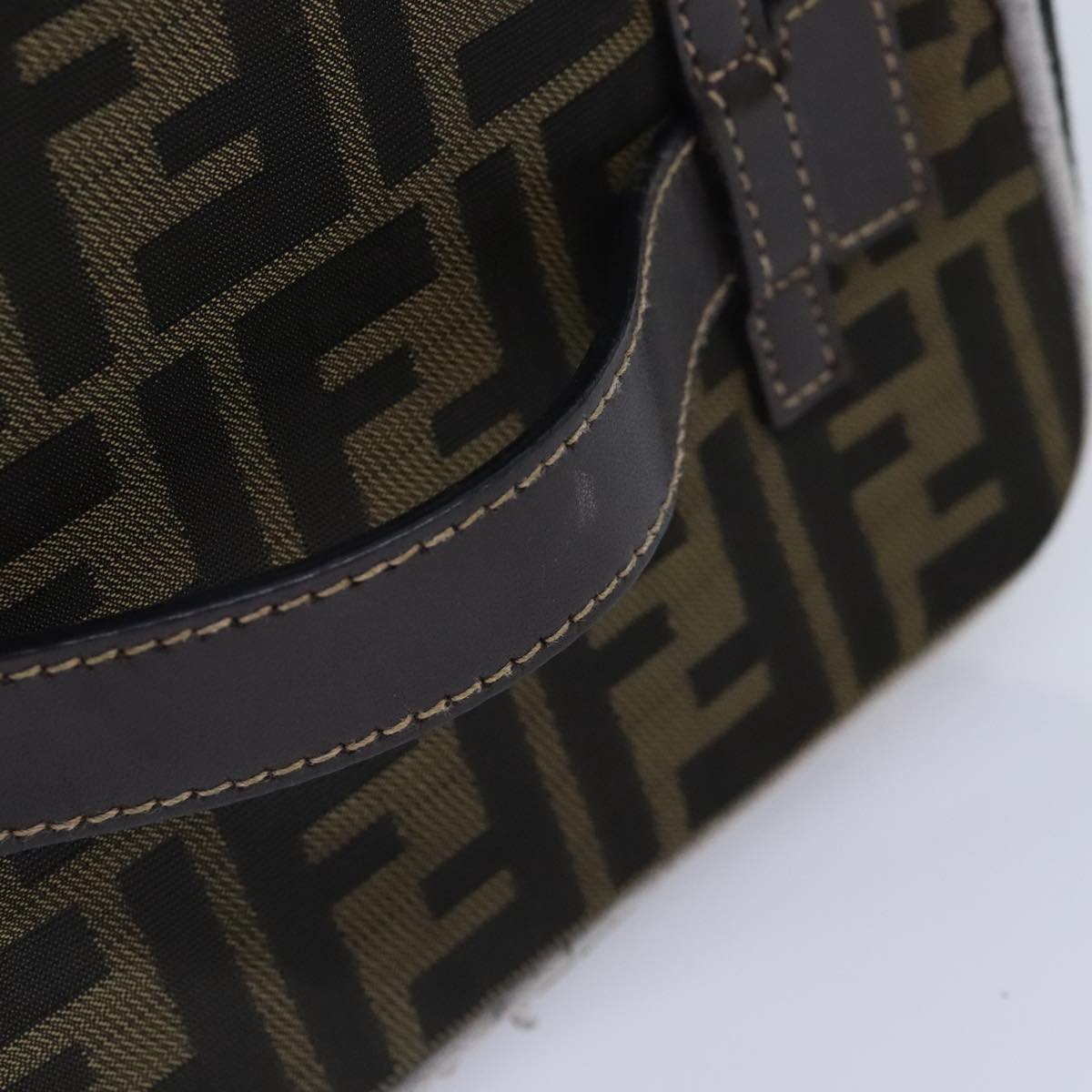 FENDI Zucca Canvas Vanity Pouch Brown Black gold92315