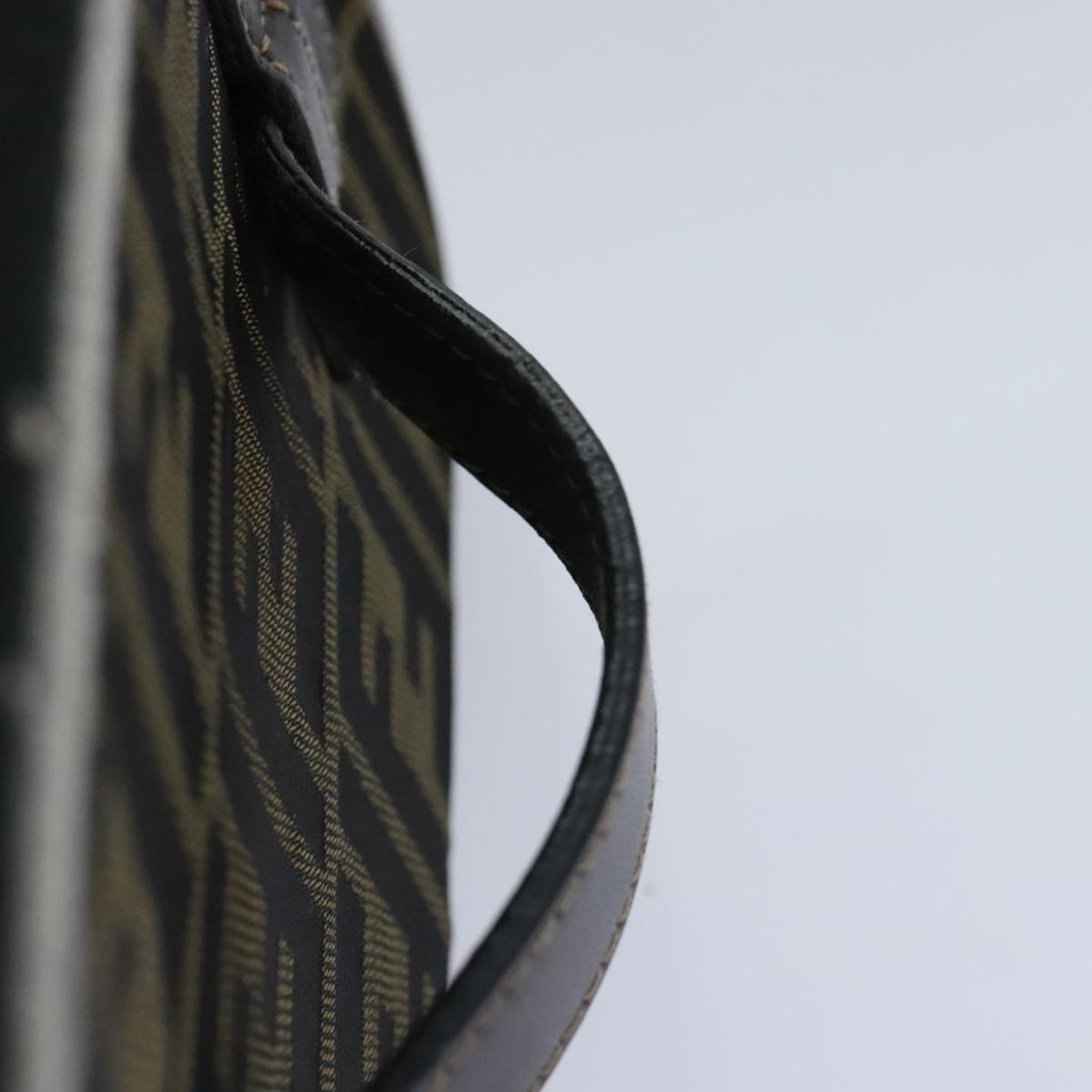 FENDI Zucca Canvas Vanity Pouch Brown Black gold92315