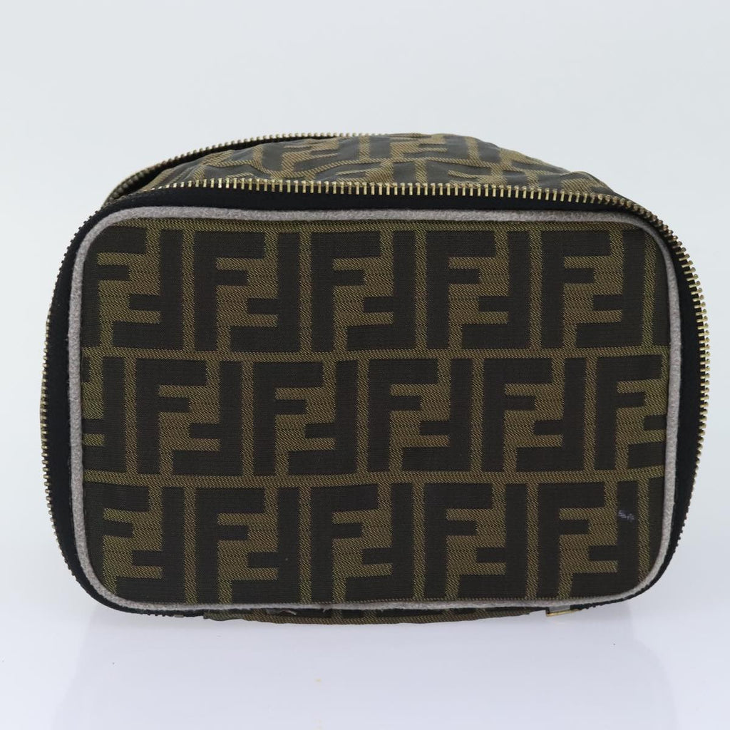 FENDI Zucca Canvas Vanity Pouch Brown Black gold92315