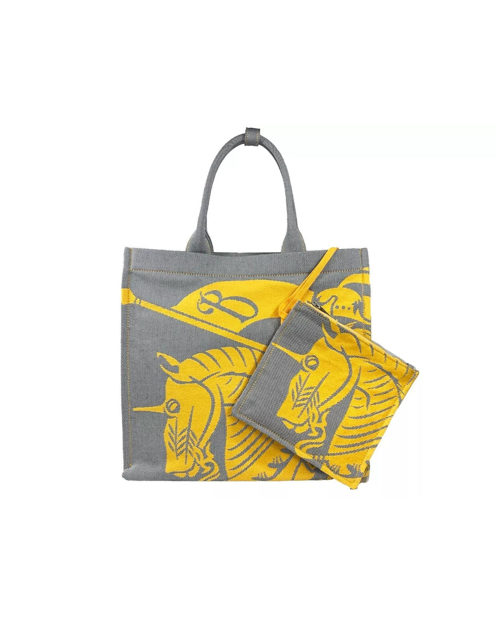 Burberry Knight Horse Canvas Tote Set Women Sunflower Gray Tote Bags