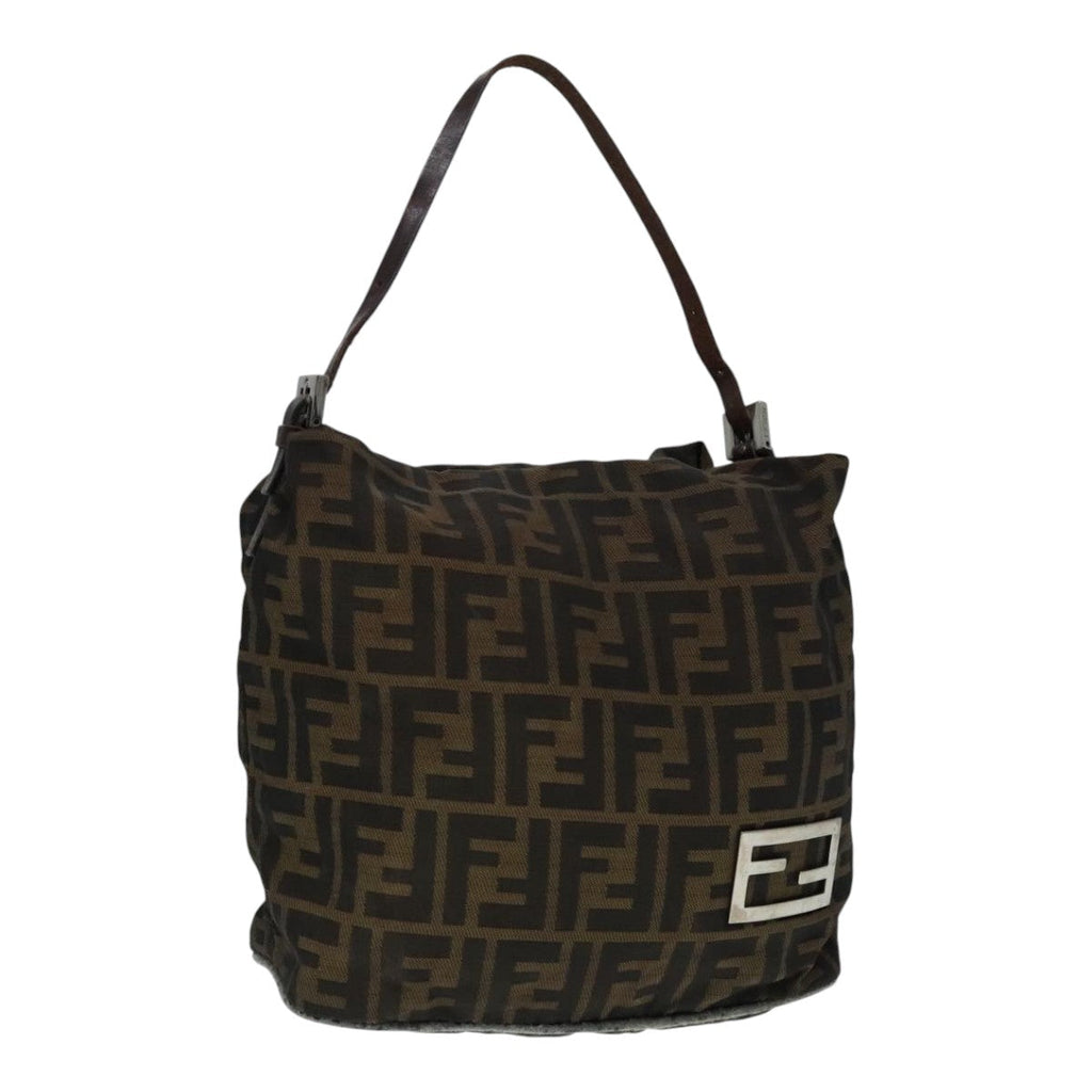 FENDI Zucca Canvas Hand Bag Brown Black Silver92328