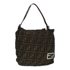FENDI Zucca Canvas Hand Bag Brown Black Silver92328