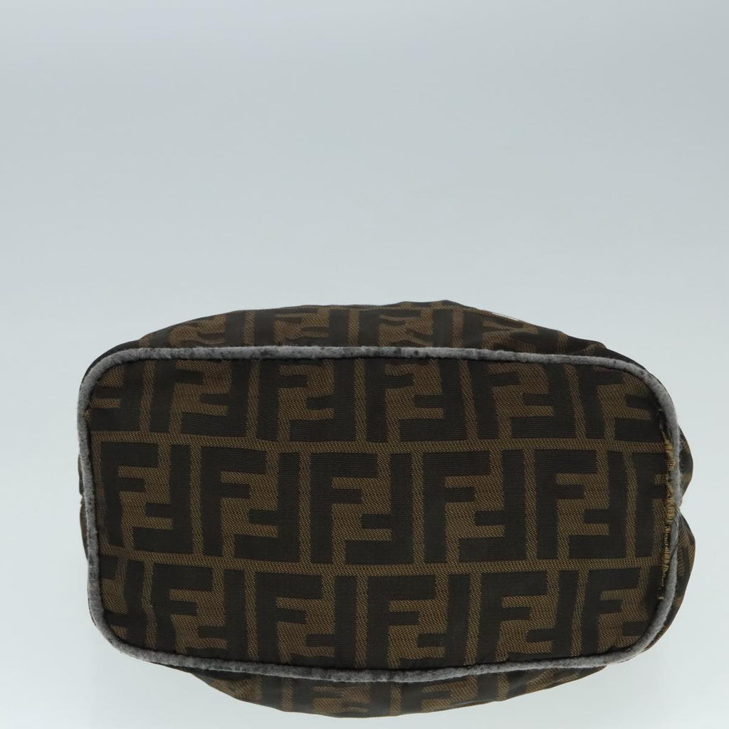 FENDI Zucca Canvas Hand Bag Brown Black Silver92328