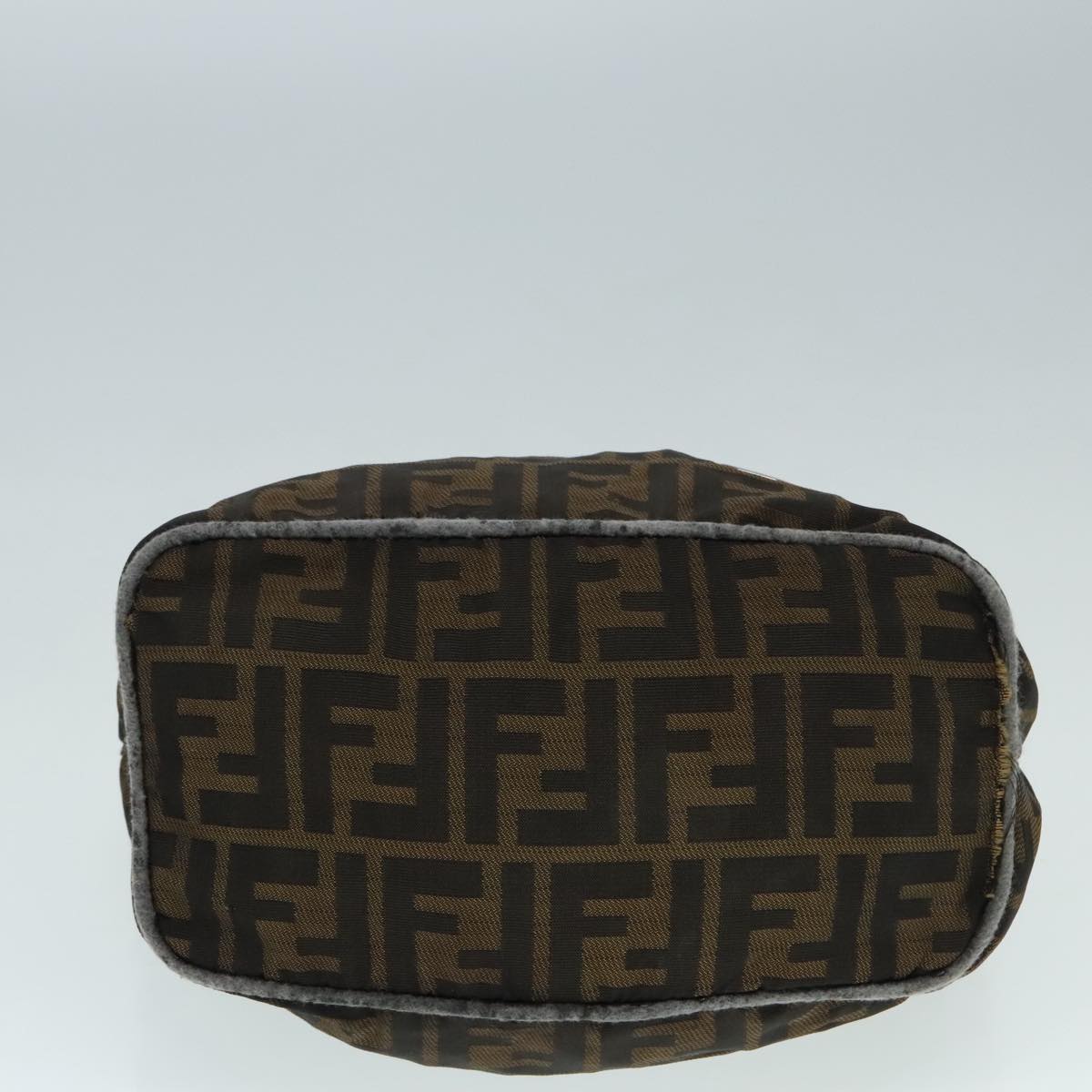 FENDI Zucca Canvas Hand Bag Brown Black Silver92328