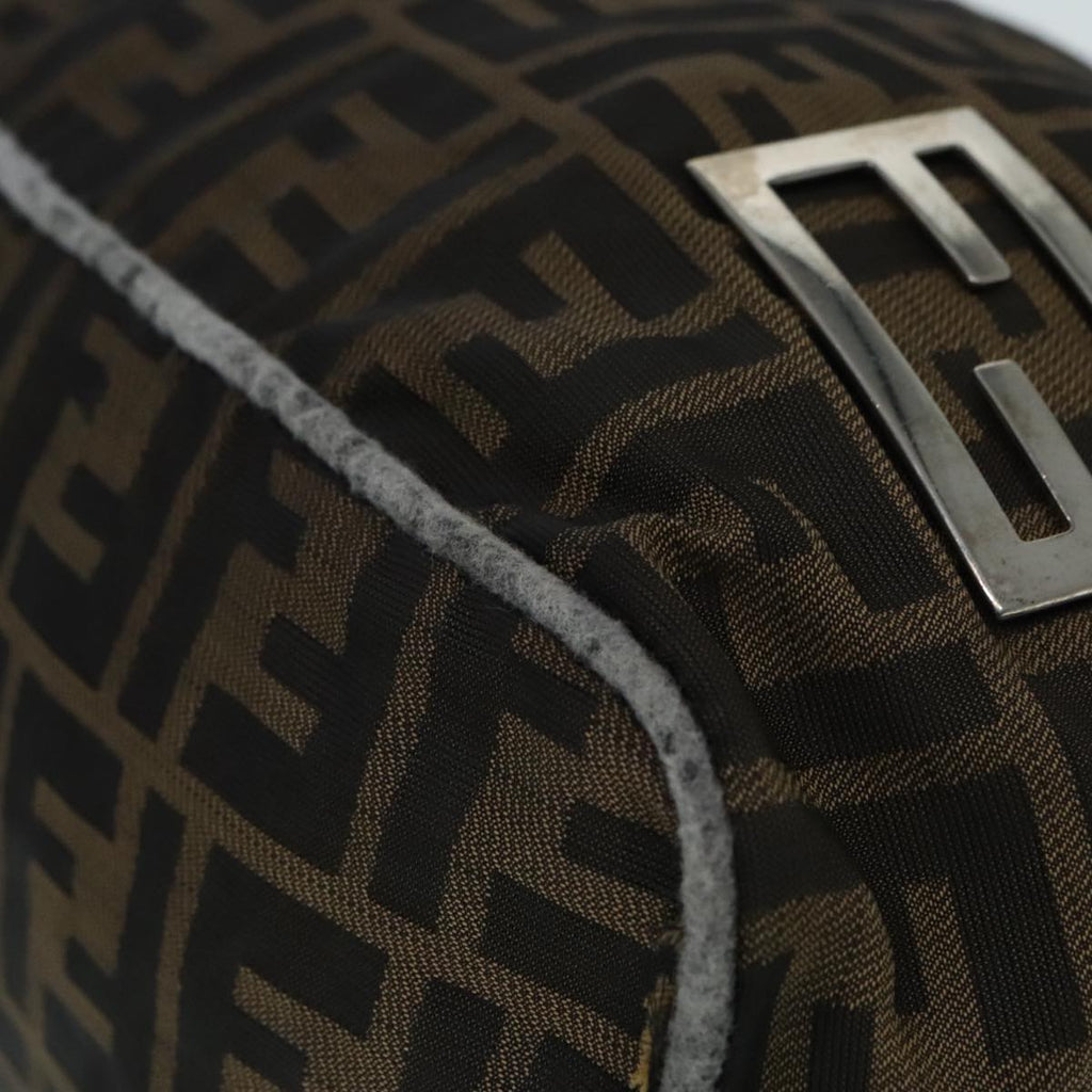 FENDI Zucca Canvas Hand Bag Brown Black Silver92328