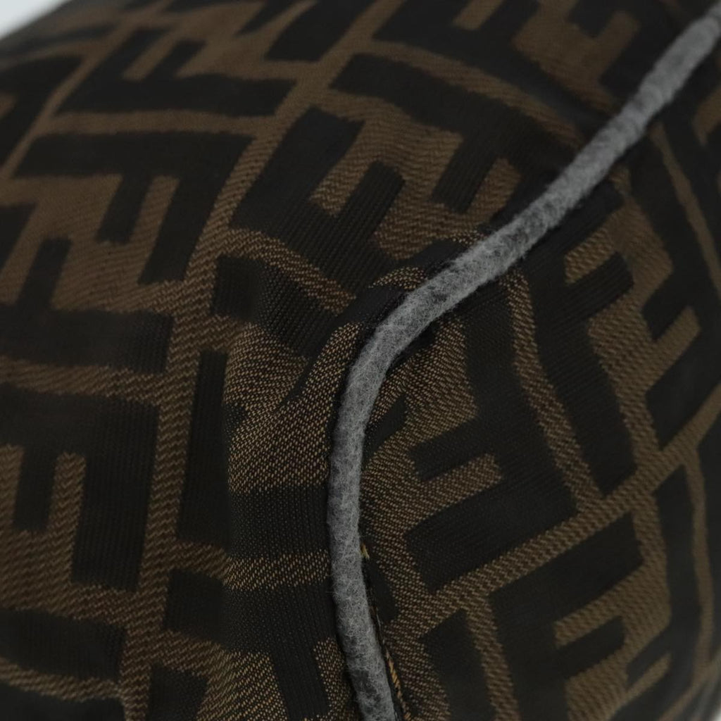 FENDI Zucca Canvas Hand Bag Brown Black Silver92328