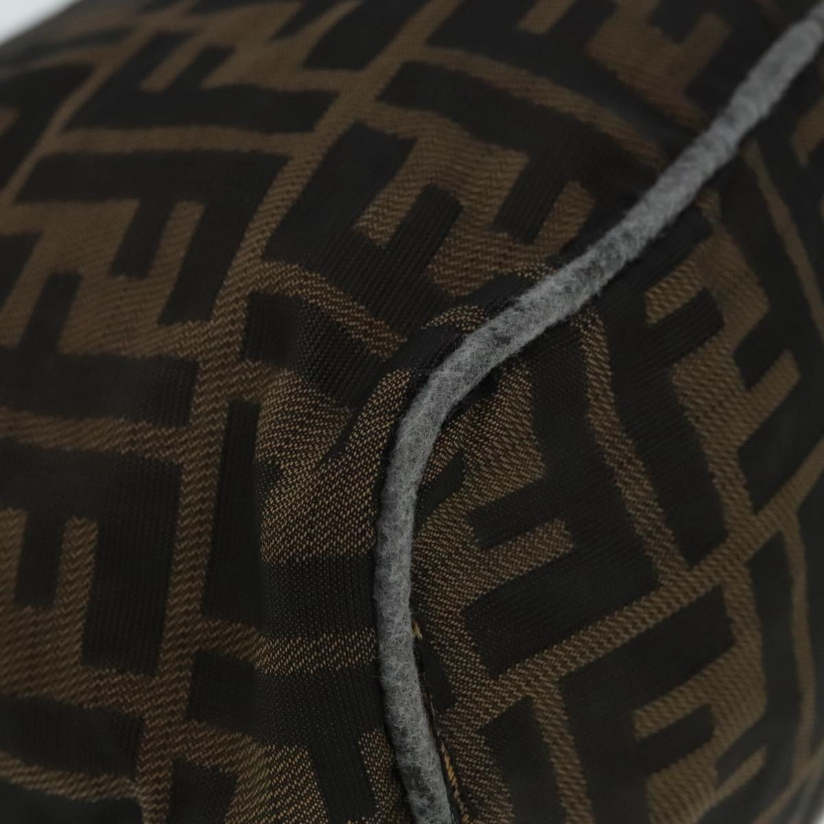 FENDI Zucca Canvas Hand Bag Brown Black Silver92328