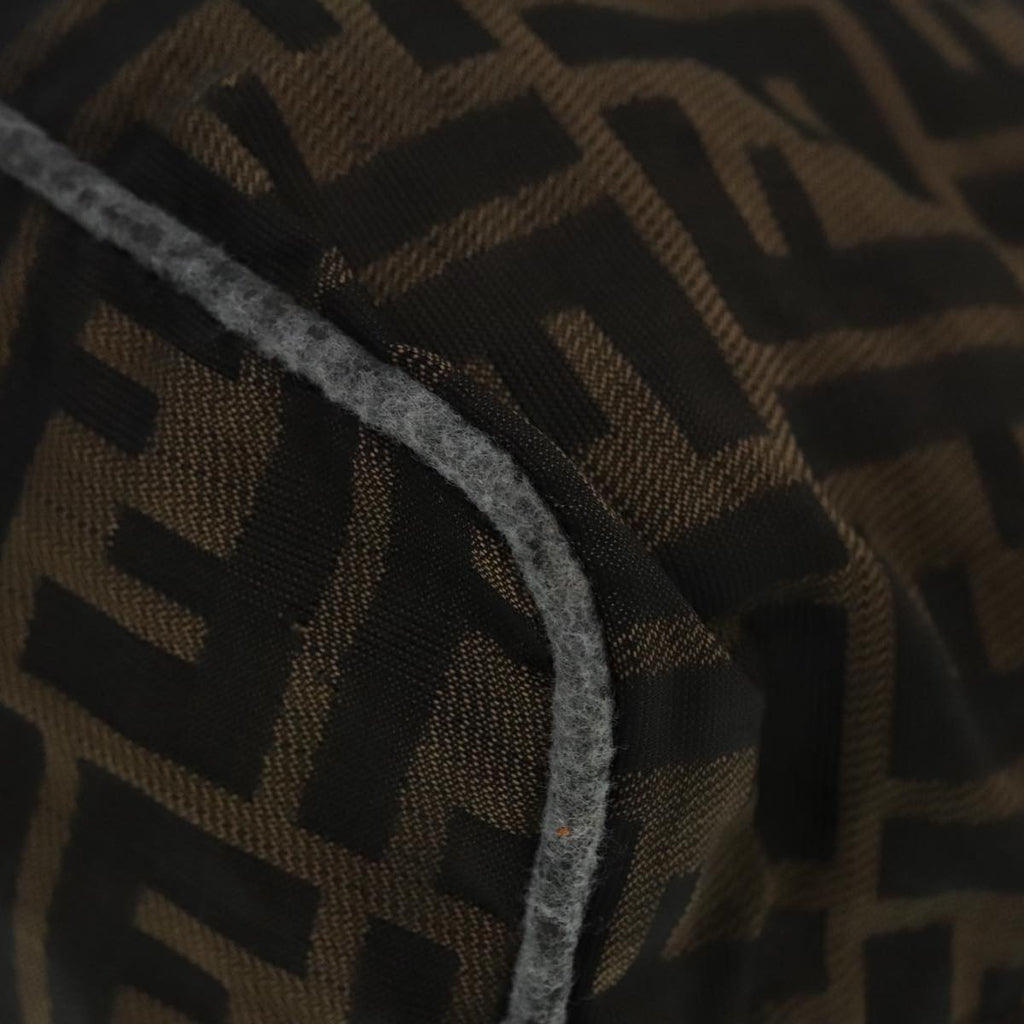 FENDI Zucca Canvas Hand Bag Brown Black Silver92328