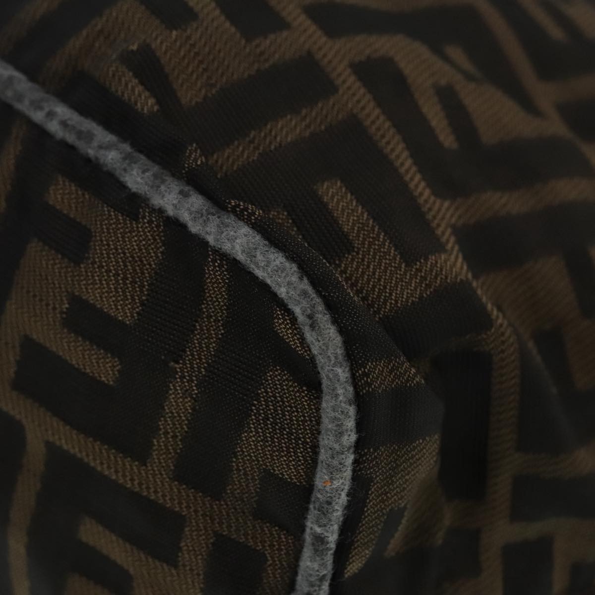 FENDI Zucca Canvas Hand Bag Brown Black Silver92328