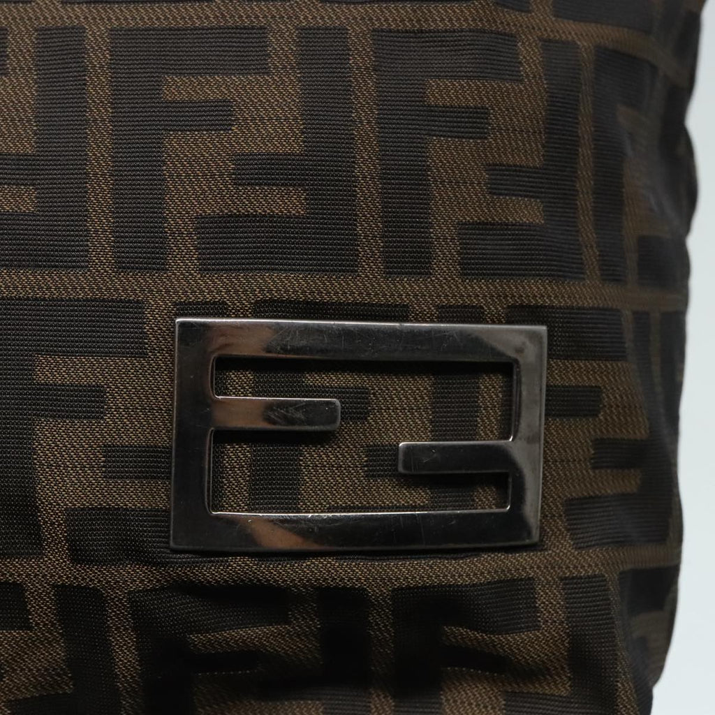 FENDI Zucca Canvas Hand Bag Brown Black Silver92328