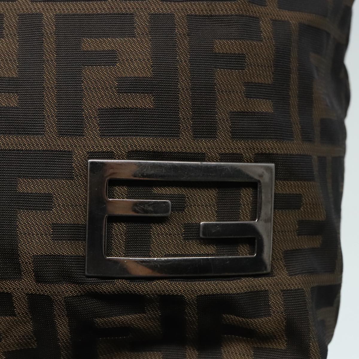 FENDI Zucca Canvas Hand Bag Brown Black Silver92328