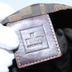 FENDI Zucca Canvas Hand Bag Brown Black Silver92328