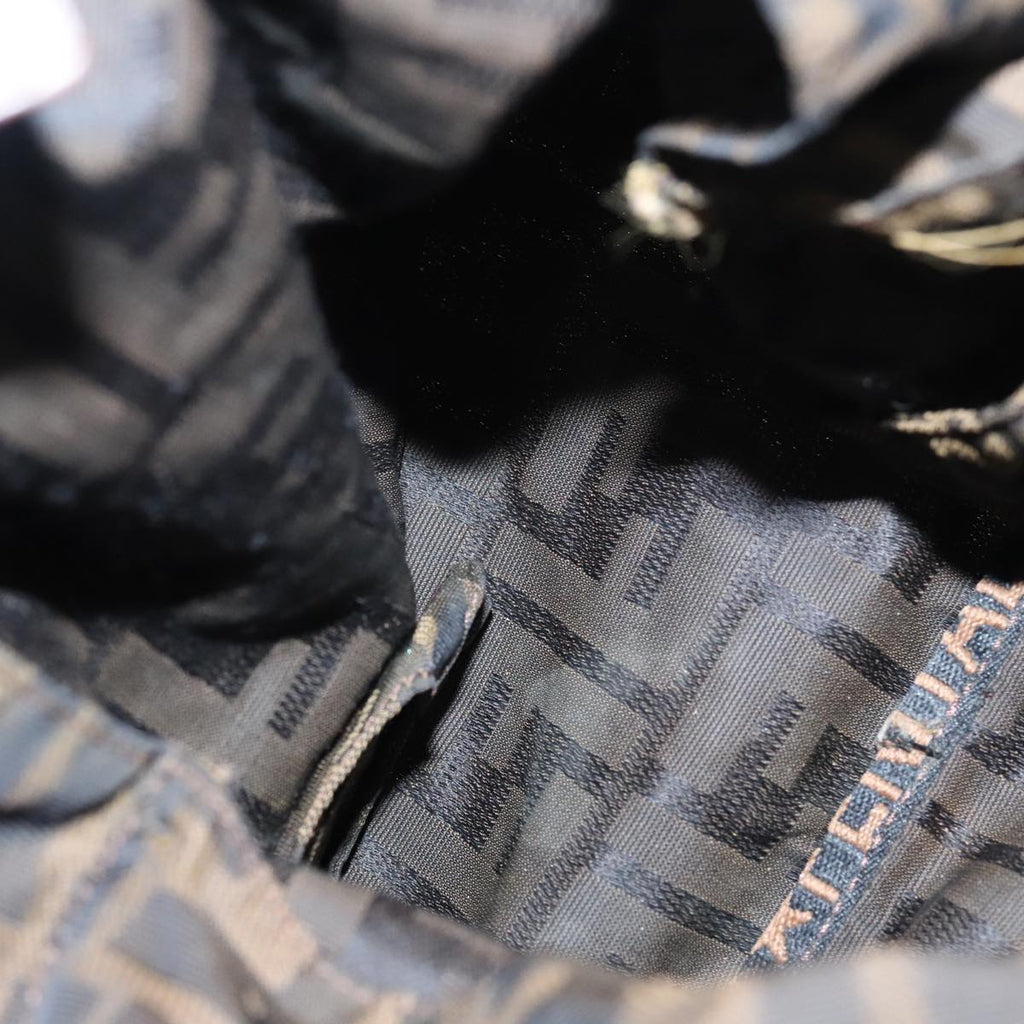 FENDI Zucca Canvas Hand Bag Brown Black Silver92328