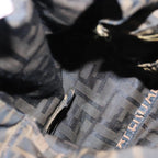 FENDI Zucca Canvas Hand Bag Brown Black Silver92328