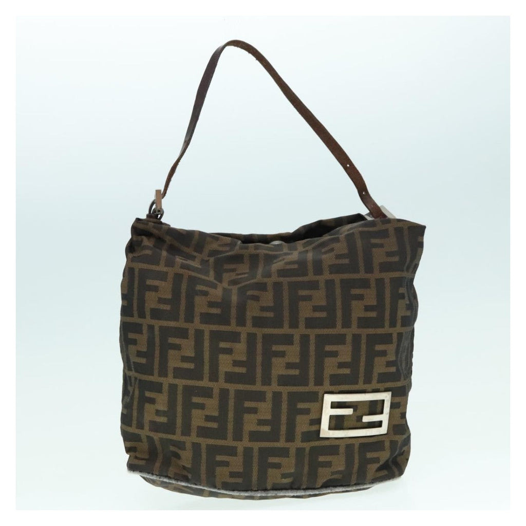 FENDI Zucca Canvas Hand Bag Brown Black Silver92328