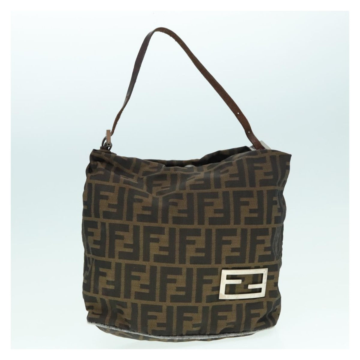 FENDI Zucca Canvas Hand Bag Brown Black Silver92328