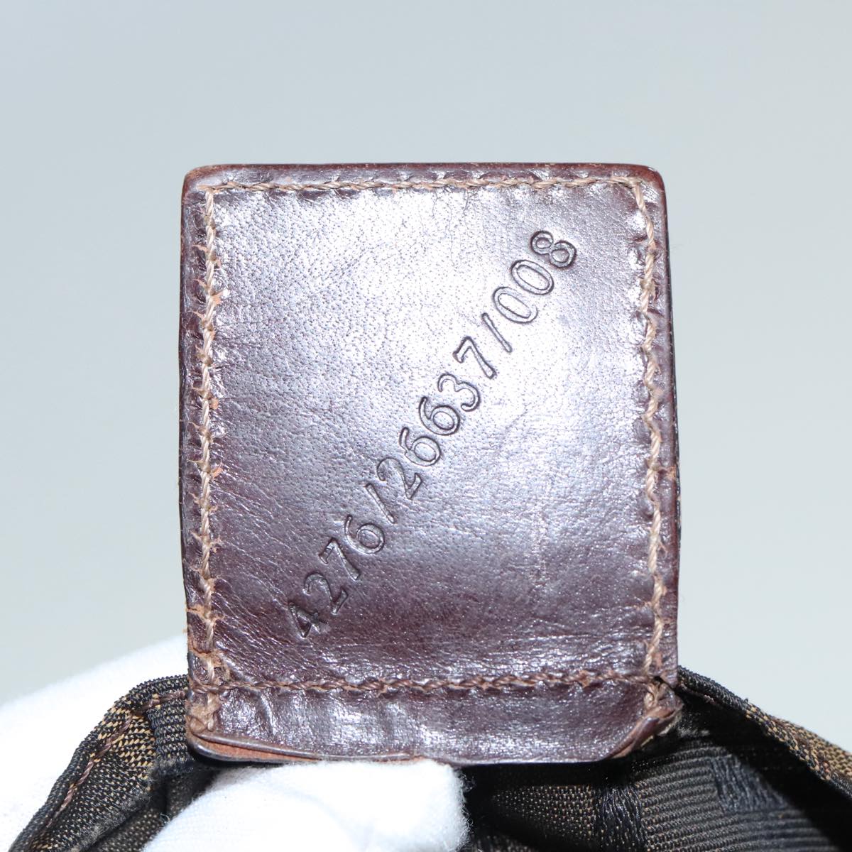 FENDI Zucca Canvas Hand Bag Brown Black Silver92328