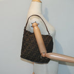 FENDI Zucca Canvas Hand Bag Brown Black Silver92328