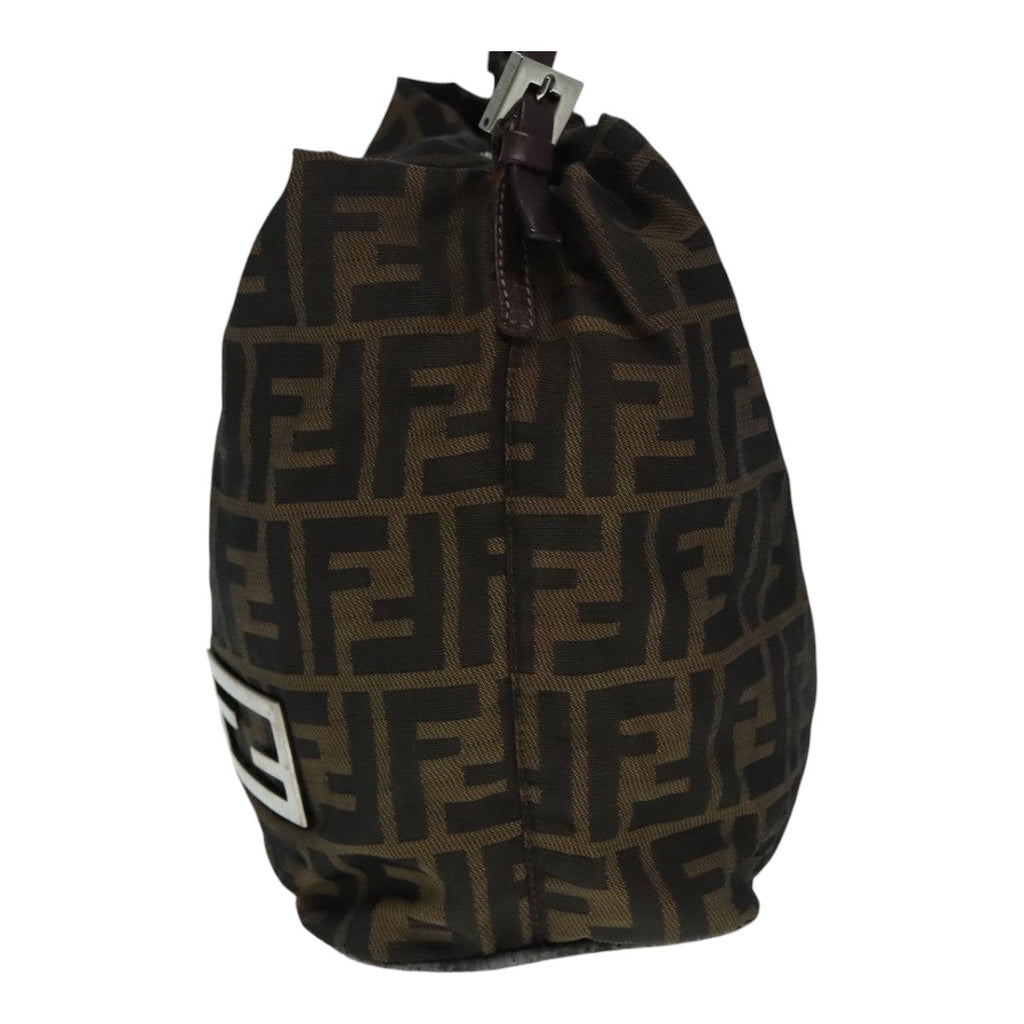 FENDI Zucca Canvas Hand Bag Brown Black Silver92328