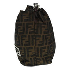 FENDI Zucca Canvas Hand Bag Brown Black Silver92328