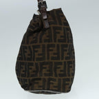 FENDI Zucca Canvas Hand Bag Brown Black Silver92328