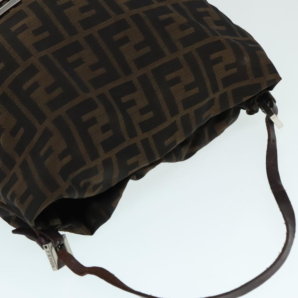 FENDI Zucca Canvas Hand Bag Brown Black Silver92328