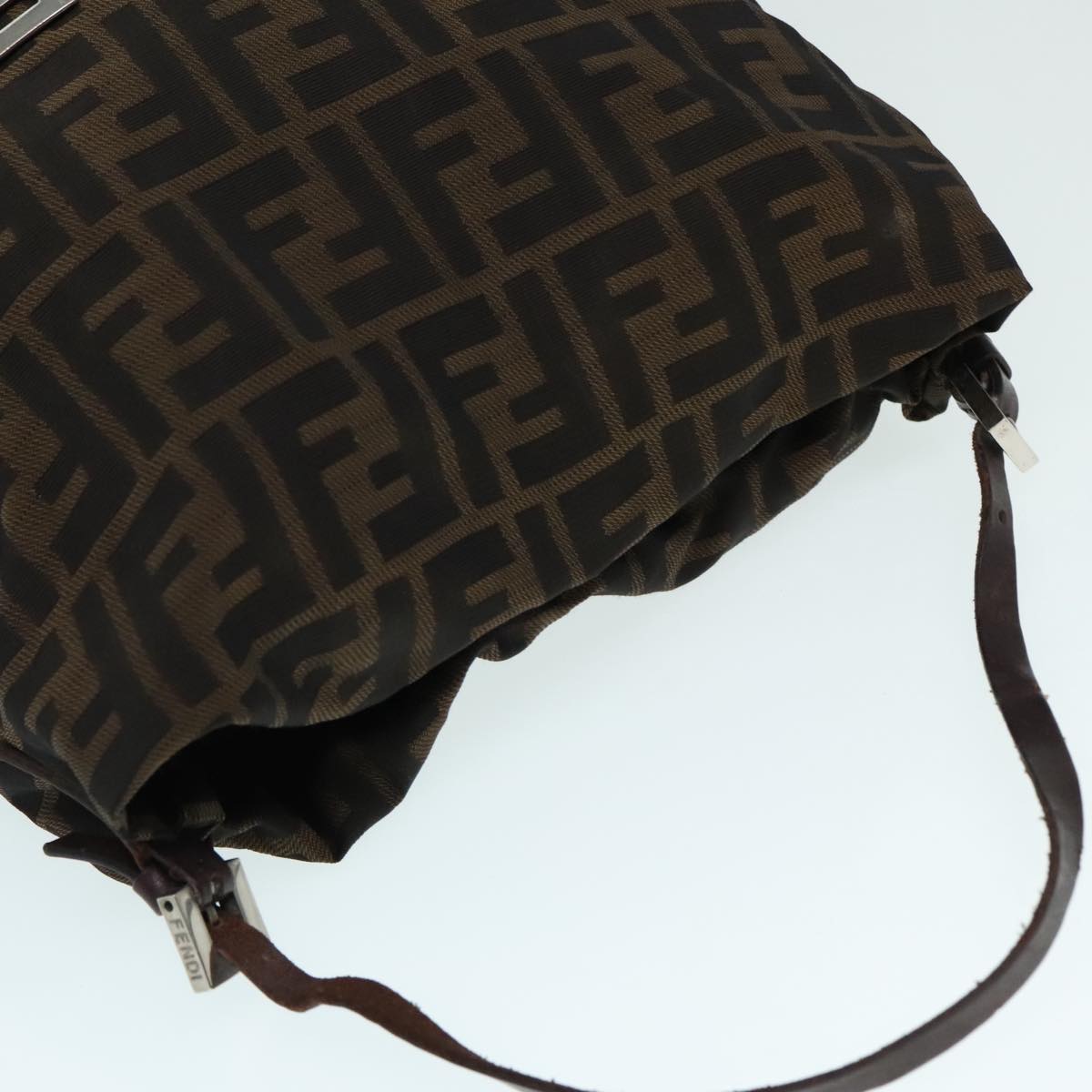 FENDI Zucca Canvas Hand Bag Brown Black Silver92328