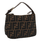 FENDI Zucca Canvas Hand Bag Brown Black Silver92329