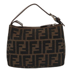 FENDI Zucca Canvas Hand Bag Brown Black Silver92329
