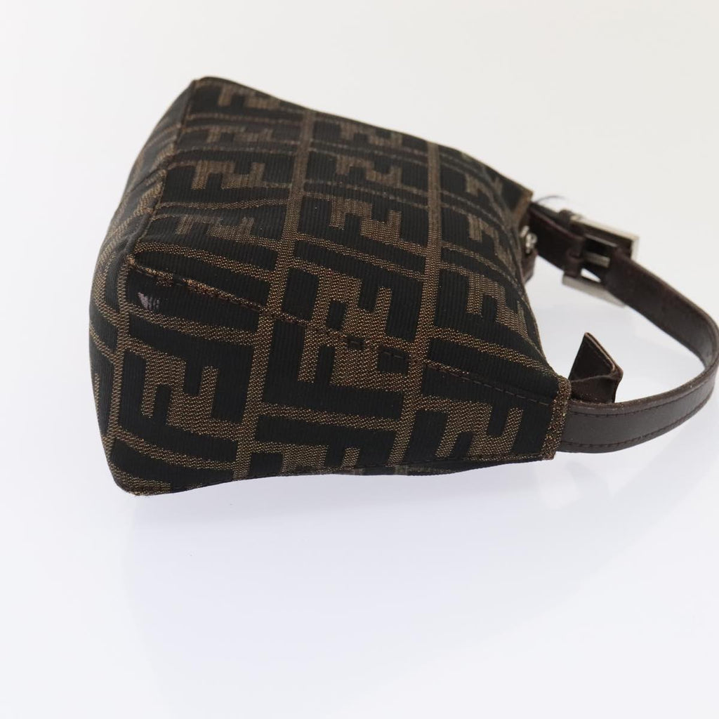 FENDI Zucca Canvas Hand Bag Brown Black Silver92329